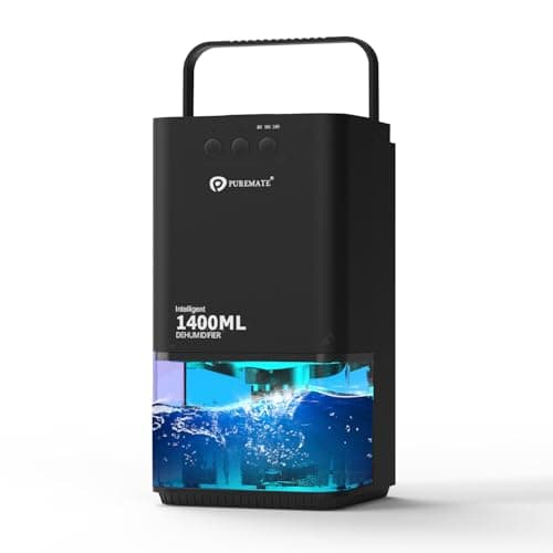 Image of ​PureMate1​400ml Electric Dehumidifier with Ultra Quiet & Auto Shut off, 7 Colorful LED Portable Mini Dehumidifier ​for Damp, Mould, Moisture in Home,for Wardrobe, Bathroom, Bedroom, Garage