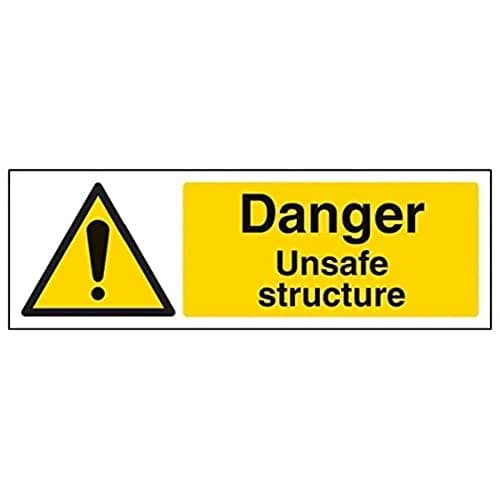 Image of V Safety Danger Unsafe Structure Warning Sign - 300mm x 100mm - 1mm Rigid Plastic