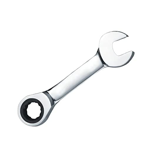 Image of Leliafleury Stubby Ratchet Spanner 17mm, Short Combination Ratcheting Wrench, Mini Open End Spanner, Small Metric Home Tools for Repair Bicycle