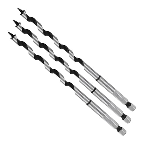 Image of MOXPIFY Wood Auger Drill Bits, 3pcs 6mm Timber Drill Bits 155mm Long Hex Shank, Extra Long Drill Bits Wood For Woodworking (3pcs x 6mm x 155mm)