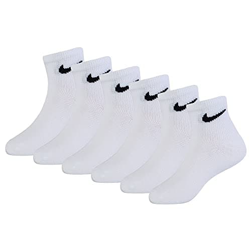 Image of NIKE Boys Young Athletes Lightweight Ankle 6-pair Pack Kids White 7c-10c (4-5 Us Size) SOCKS, White/Black