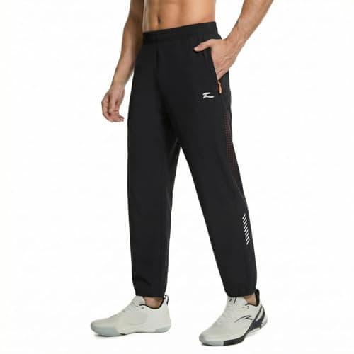 Image of LUWELL PRO Tracksuit Bottoms Men Quick Drying Mens Joggers Lightweight Jogging Bottoms Sports Casual Trousers Sweatpants for Gym Training with Zipper Pockets(C9559-1-Black-XL)