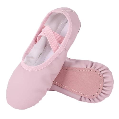 Image of BSBUY Girls Ballet Shoes Leather Ballet Flats Dance Slippers Full Sole Ballet Flats Ballet Slippers Ballet Flats Ballerina Shoes Pink Ballet Gymnatic Yoga Dance Shoes(10.5 UK Child)