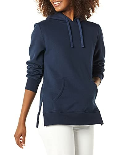 Image of Amazon Essentials Women's French Terry Hooded Tunic Sweatshirt, Navy, Large
