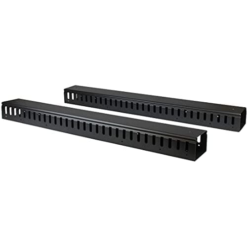 Image of StarTech 2-Pack 20U Vertical Cable Organizer with Finger Ducts, Vertical Cable Management Panel, 40U Rack-Mount Cable Raceway, 2x 3ft (91cm) Wire Organizers