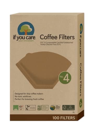 Image of If You Care # 4 Cone Shaped Unbleached All Natural Compostable Coffee Filters, 100 Count (Pack of 2), Chlorine Free