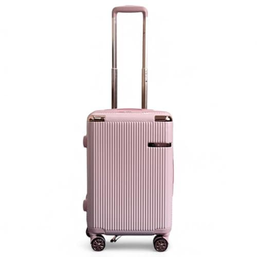 Image of Infinity Leather Rose Gold Carry on Suitcase 20-Inch Small Hard Shell Lightweight Durable Travel Cabin Luggage with Double Spinner Wheels TSA Lock, (S(55cm 39L))