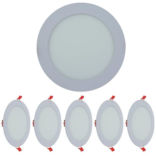 Image of TEKLED LED Round Recessed Ceiling Light | Flat Panel Ultra Slim 170mm Downlight | 12W 1100LM 3000K Warm White | for Home Kitchen Office Shop Industrial Use | 5-Pack [Energy Class G]