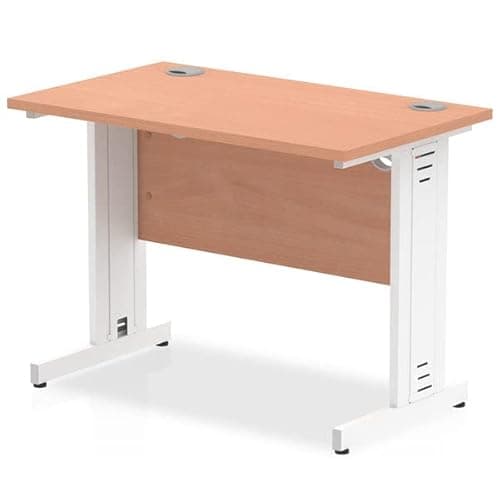 Image of Dynamic Office Solutions Impulse 1000mm Slimline Desk Cable Managed Leg Beech White