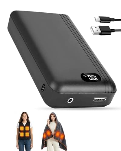 Image of 20000mAh Portable Power Bank for Heated Jacket, 7.4V 3A High-Capacity Battery for Heated Vests, Fast Charging Backup Charger for Phones & Tablets with LCD Display, Outdoor Use