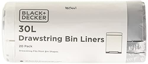 Image of BLACK+DECKER BXBB00030E 30L Drawstring Bin Liners, 20 Pack, White