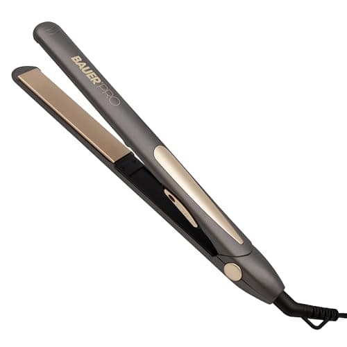 Image of Bauer Professional 39829 TourmaPro Hair Straighteners/Fast Heating to 230° / Smooth and Shine Negative Ion Tourmaline Coating / 360° Swivel Cord/Grey & Gold