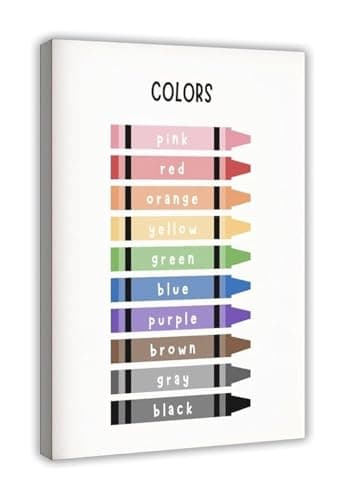 Image of AUOQKQUT Muted Colors Educational Canvas Poster Soft Tones Wall-Art for Nursery Classroom Calming Playroom Decor Framed,12x18inch(30x45cm)