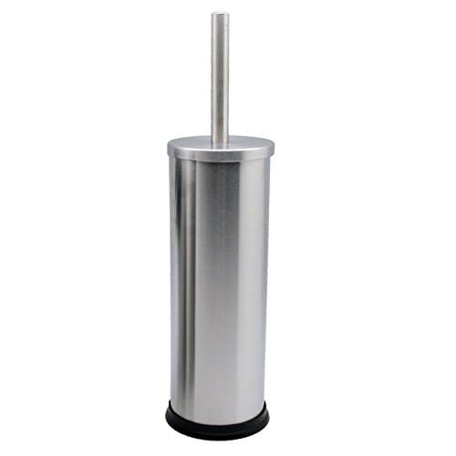 Image of Harbour Housewares Brushed Steel Toilet Brush and Holder – Stainless Bathroom Accessory with Non Slip Base – Rust Resistant Toilet Cleaning Brush Set for Compact Modern and Hygienic Home Spaces