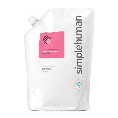Image of simplehuman CT1018 1L Geranium Hand Wash Liquid Soap, Moisturising, Suitable for Sensitive Skin, Hypoallergenic (DEA, Sulphate and Paraben Free), Biodegradable, Liquid Soap Dispenser Compatible