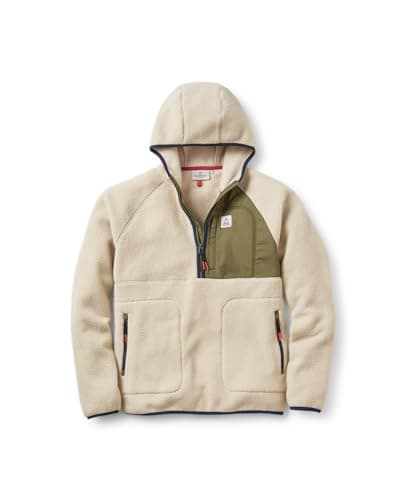 Image of Passenger Men's Ventura Half Zip Recycled Sherpa Fleece (UK, Alpha, M, Regular, Regular, Oatmeal/Khaki)