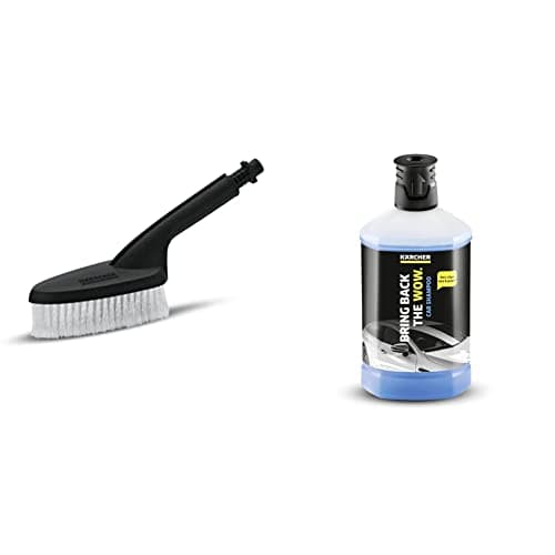 Image of Kärcher 69032760 Car Wash Brush, Pressure Washer Accessory & 62957500 1 L, 3-in-1 Car Shampoo Plug and Clean, Pressure Washer Detergent