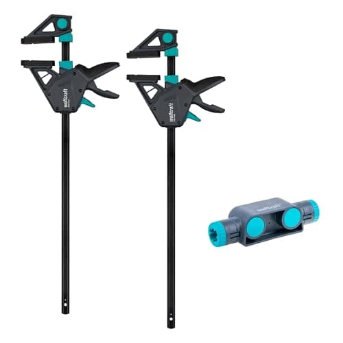 Image of wolfcraft One-Handed Clamp Set PRO MAX - 3-Piece XL Bar Clamp Set, 250 kg Clamping Force, up to 1,060 mm Width, Connector Adapter Included, Made in Europe - 8663060