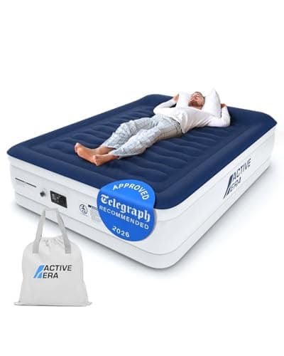 Image of Active Era Luxury King Inflatable Mattress | Puncture Resistant King Size Airbed w/Flock Coating | Quick 3 Mins Blow Up Bed with Built-in Pump | Portable Air Bed - Home Camping Guests 200x150x36.5cm