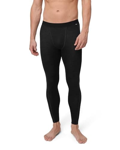 Image of DANISH ENDURANCE Thermal Leggings Men with Optional Fly, Merino Wool Long Johns, Warm Base Layer Bottoms, Black, L