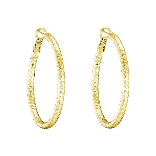 Image of Philip Jones 18k Gold Plated 40mm Diamond Cut Hoop Earrings