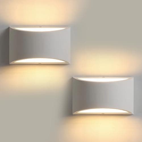 Image of Warmiehomy 2 Pack Wall Lights Indoor, Modern Led Up and Down Wall Lamps Sconces with COB Lamp Beads, 5W 3000k Warm White, Aluminum Hardwired White Wall Mounted Light for Living Room Bedroom Stair