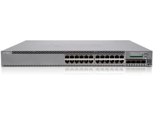 Image of Juniper EX 3300 24P Switch - 24 x 10/100/1000 (PoE) + 4 x 10 Gigabit Ethernet / 1 Gigabit Ethernet SFP+ - Front to Back Airflow - Desktop Computer - PoE (Renewed)