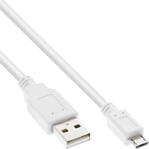 Image of InLine 0.5m USB 2.0 A - Micro B USB A Micro USB B Male 0.5m USB Cable - USB Data Cable (0.5m; USB A; Micro USB B Male, 2.0, Male/White)