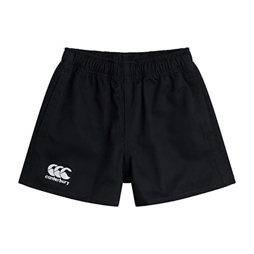 Image of Canterbury Junior Unisex Professional Cotton Shorts | Rugby Short | Internal Drawstring & Pockets | Gym/Training Short Gym Shorts, Black, 14