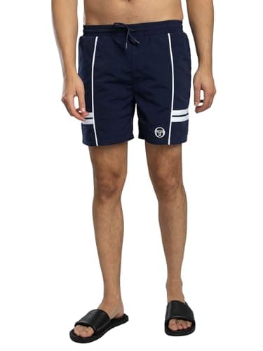 Image of Sergio Tacchini Men's Romolo Swim Shorts, Maritime Blue/White, S