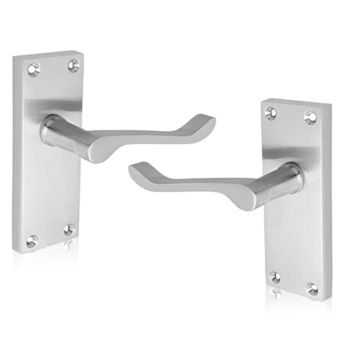Image of HANDLESTORE Victorian Scroll Satin Chrome Interior Door Handles – Internal Door Handle Latch Set – Chrome Door Handles Internal for Bathroom & Home