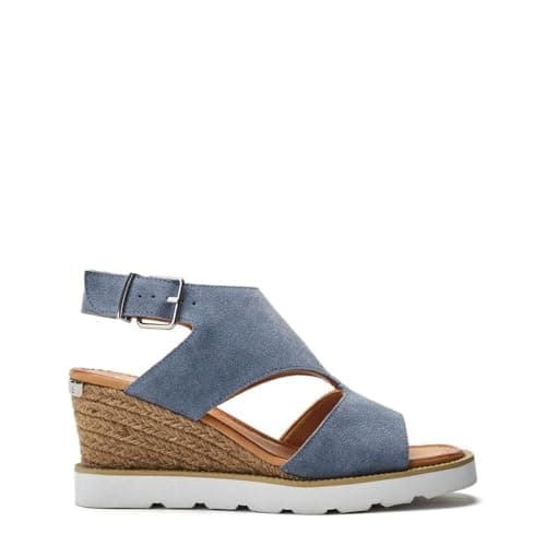 Image of Moda in Pelle Women's Mapel Light Blue Suede Wedge Heeled Sandals 5