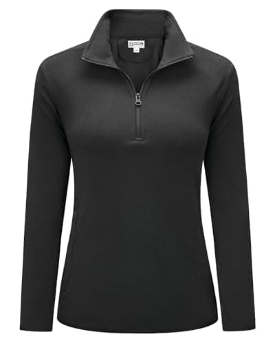 Image of 33,000ft Women's Half Zip Fleece Pullover Ladies Warm Fleece Jacket Soft Microfleece Ski Jackets Breathable Outerwear with A Big Pocket for Travelling Running Outdoor Sport Black 12