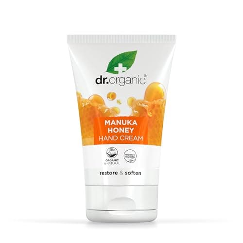 Image of Dr Organic Manuka Honey Hand Cream, Moisturising, Dry Skin, Mens, Womens, Natural, Vegetarian, Cruelty-Free, Paraben & SLS-Free, Recycled & Recyclable, Organic, 125ml, Packaging may vary