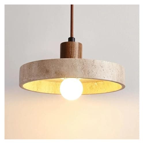 Image of Chandeliers, Led Pendant Light Simple Bedroom Bedside Small Chandelier Stone Wood Walnut Droplight Cream Style Table Slim Warm Lamp E27 Bulb(Log Wood Color)