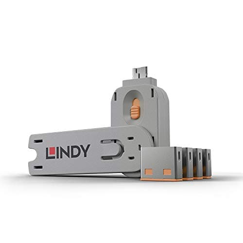 Image of LINDY USB Port Blocker - Pack of 4 Colour Code: Orange