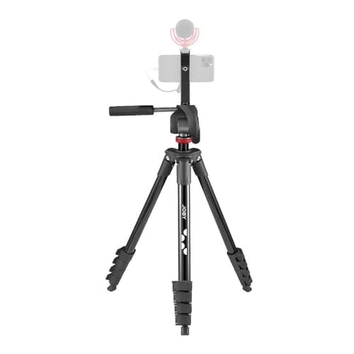 Image of JOBY Compact Advanced Kit, Camera / Smartphone Tripod with 3-Way Head, Universal Quick Release Attachment ¼-20 ", Smartphone Holder, Carrying Bag, DSLR, Mirrorless, Colour: Black, Capacity 3 Kg