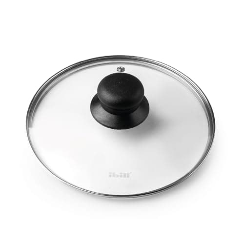 Image of Ibili 970726 Stainless Steel Vented Silver & Black Glass Saucepan Cover Lid 26cm