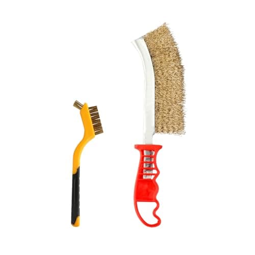 Image of 2 PcsWire Brushes for Cleaning, Wire Brush for Rust Removal Tool, Hand Brass Wire Brush Set for Cleaning Rust Welding Slag Paint Wood Brick(1 Large, 1 Small)