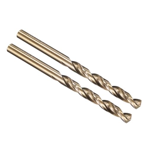 Image of PATIKIL 6mm Drill Bit, M35 Cobalt 5% High-Speed Steel Jobber Straight Shank 135° Gold Finish for Stainless Steel Hard Metal - 2 Pack