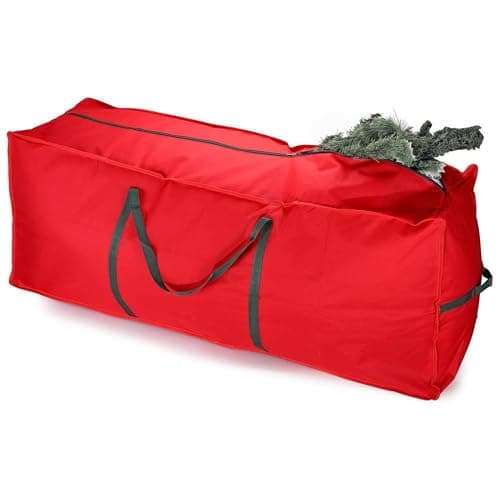 Image of Vinsani® 7ft/9ft Christmas Xmas Tree Decoration Lights Presents Gift Zip Up Sack Fabric Storage Bag Waterproof Décor Accesories Organiser (124 x 30 x 50 cm) - Red