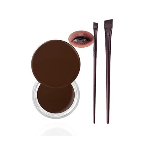 Image of Brown Cream Gel Eyeliner with 2 Professional Brushes - Smudge Proof Waterproof Eye Liner Pot & Smooth Gliding Long Lasting Formula for Defined Natural or Dramatic Eye Makeup
