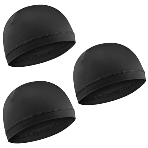 Image of Qianyu 3pcs Cooling Skull Caps Helmet Liner Sweat Wicking Thermal Running Beanie Stretchy Cycling Skull Caps Lightweight for Men Women Black