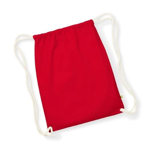 Image of Westford Mill Earthaware Organic Gymsac Sports Bag Red Classic Red 37 x 47 cm, red, One Size
