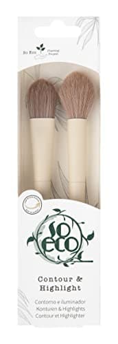Image of So Eco Contour & Highlight Brush Duo - Vegan & Cruelty-Free 2-Piece Face Brush Kit for Sculpting & Highlighting, Soft Synthetic Bristles, Birchwood Handles
