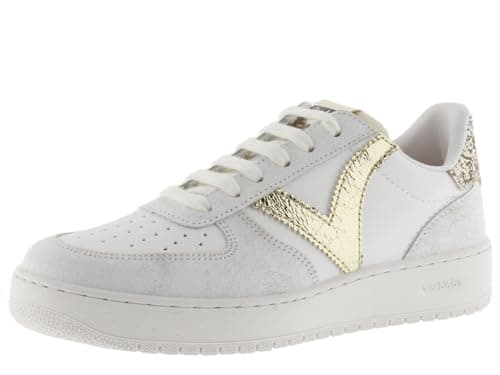 Image of victoria Madrid Leather Effect Low Tennis & Metallic & Cracked Effect Pieces 1258233 for Women Platino 38