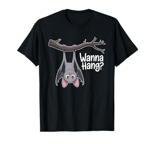 Image of Wanna Hang Cute Funny Pun Bat Lover Halloween T-Shirt