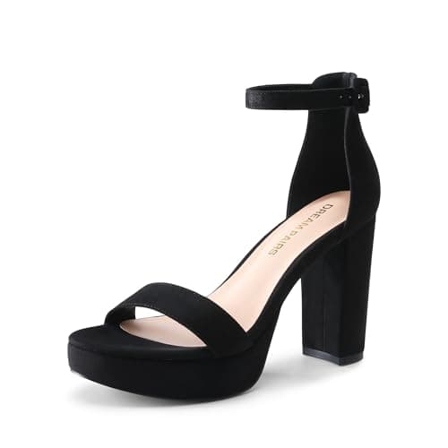 Image of DREAM PAIRS Women's Platform Chunky High Heeled Sandals Open Toe Block Heels Ankle Strap Dress Shoes for Wedding Party Evening,Size 8,Black-Nubuck,DWUMHS2508