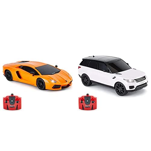 Image of CMJ RC Cars™ Lamborghini Aventador LP700-4 Officially Licensed Remote Control Car 1:24 Scale Working Lights 2.4Ghz (Orange) & TM Range Rover Sport Remote Control Car 1:24 scale