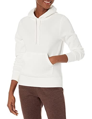Image of Amazon Essentials Women's French Terry Fleece Pullover Hoodie, White, XL